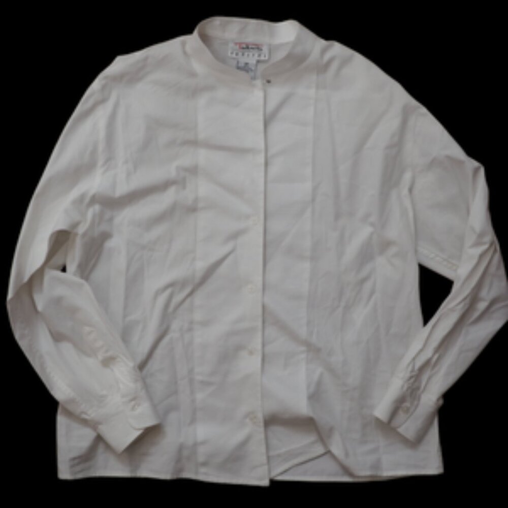 Talbots Petites White Cotton Button Down Stand Collar Shirt